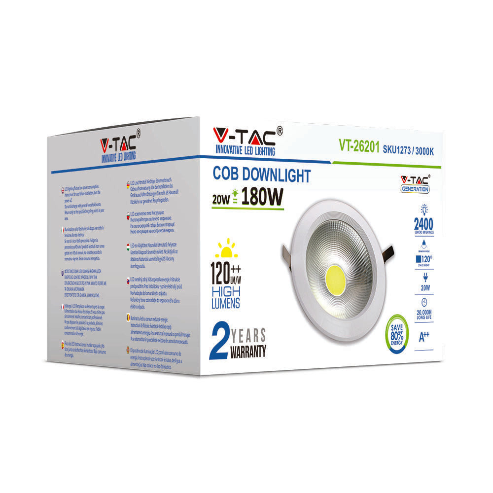 20W Oprawa wpuszczana reflektor LED / Barwa:4000K / HIGH LUMEN