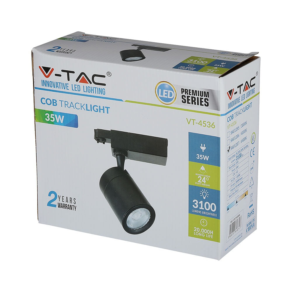 35W Lampa LED na szynoprzewód / Barwa:6000K / Obudowa: Czarna