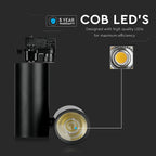 30W Lampa LED na szynoprzewód / Barwa:6400K / Obudowa: Czarna / 5 Lat gwarancji