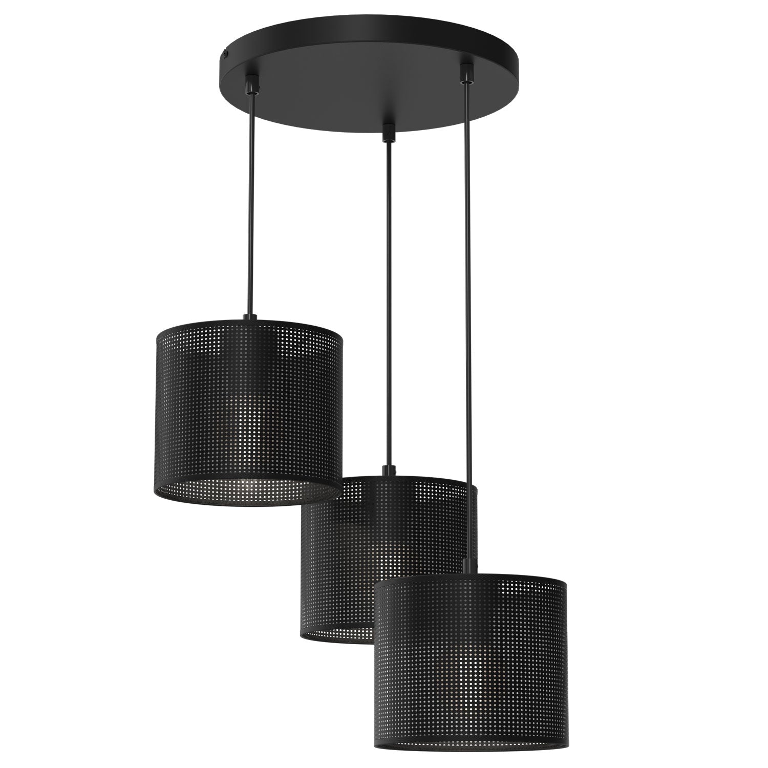 żyrandol Loft shade talerz dia 300, black, cylinder shade dia 180, h 150 black 3xE27