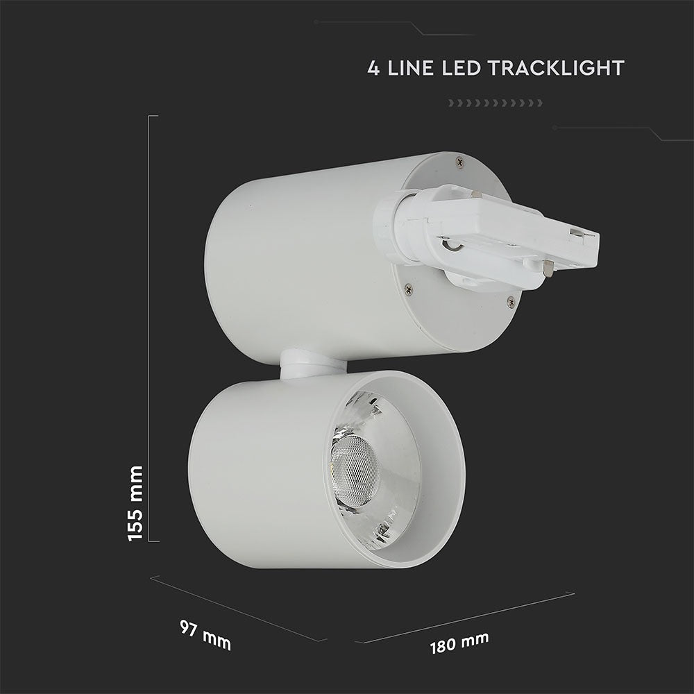 15W Lampa LED na szynoprzewód / Barwa:6400K / Obudowa: Biała / 5 Lat gwarancji