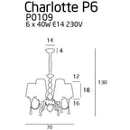 Maxlight Lampa wisząca Charlotte 70cm - Metal + szkło + tkanina - Chrom P0109