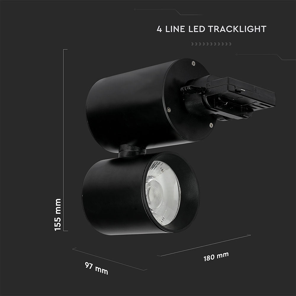 15W Lampa LED na szynoprzewód / Barwa:6400K / Obudowa: Czarna / 5 Lat gwarancji