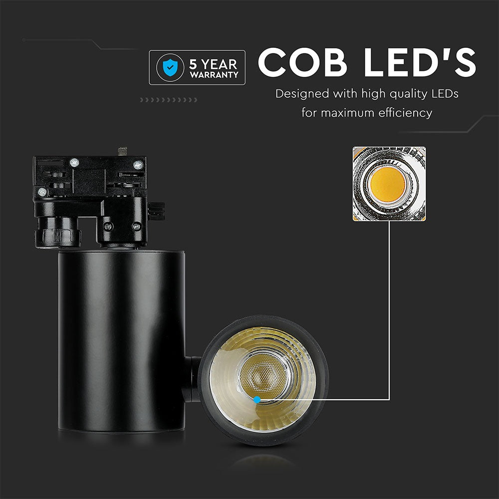 15W Lampa LED na szynoprzewód / Barwa:6400K / Obudowa: Czarna / 5 Lat gwarancji