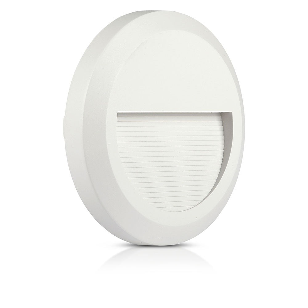 2W Oprawa Schodowa LED / Barwa:3000K / Obudowa: Biała / Okrągły