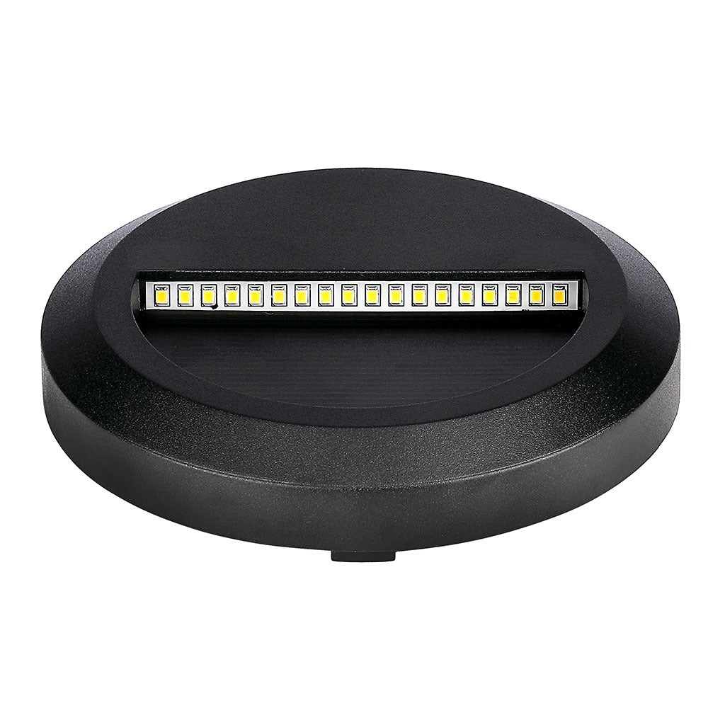 2W Oprawa Schodowa LED / Barwa:3000K / Obudowa: Czarna / Okrągły