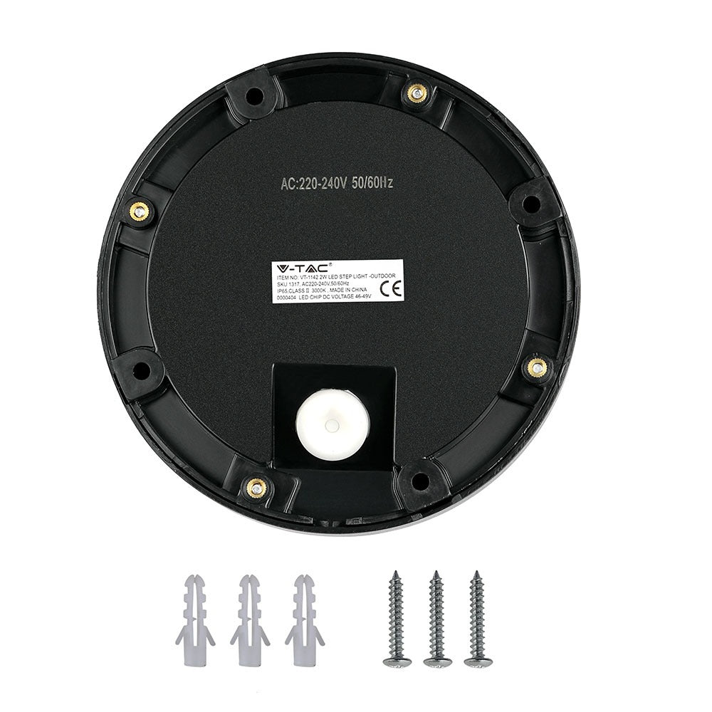 2W Oprawa Schodowa LED / Barwa:3000K / Obudowa: Czarna / Okrągły