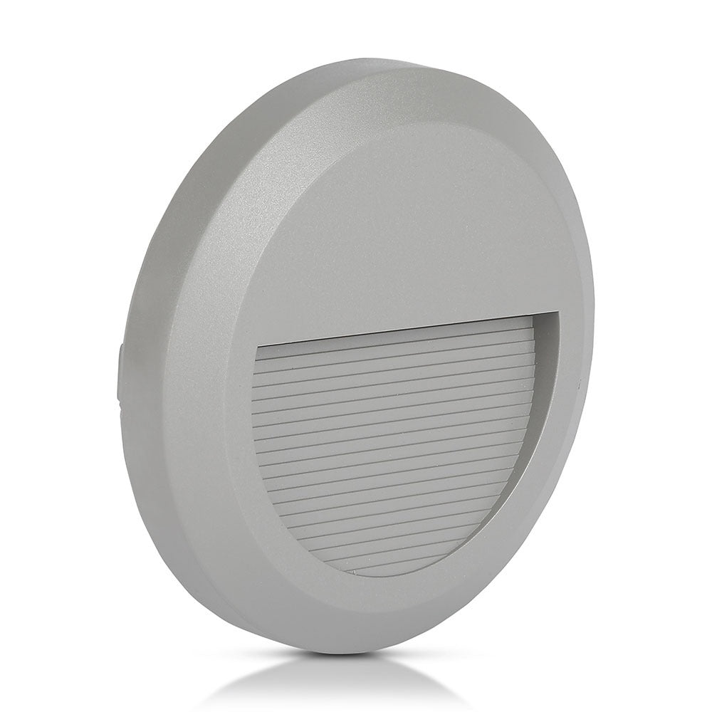 2W Oprawa Schodowa LED / Barwa:3000K / Obudowa: Szara / Okrągły