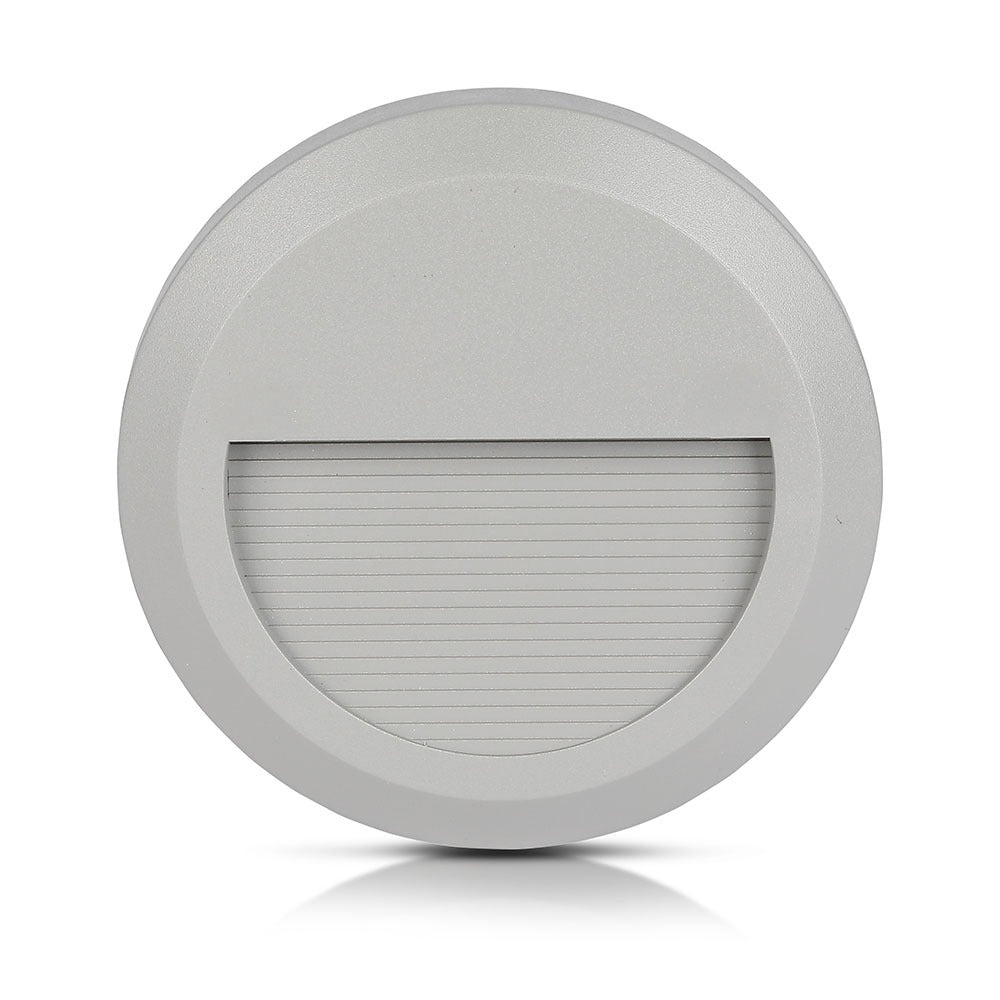 2W Oprawa Schodowa LED / Barwa:3000K / Obudowa: Szara / Okrągły