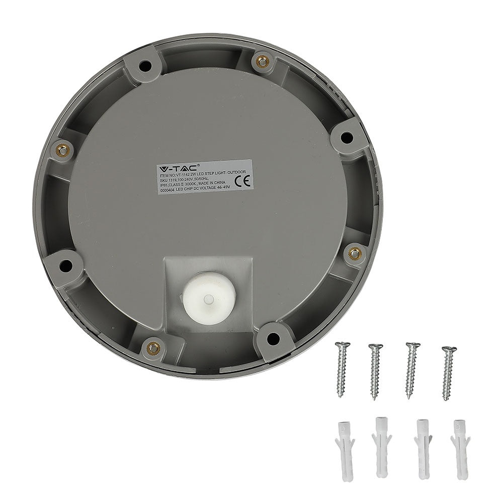 2W Oprawa Schodowa LED / Barwa:3000K / Obudowa: Szara / Okrągły