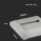 2W Oprawa Schodowa LED / Barwa:3000K / Obudowa: Biała / Kwadrat
