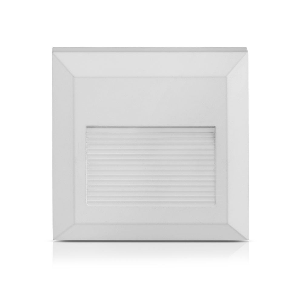 2W Oprawa Schodowa LED / Barwa:3000K / Obudowa: Biała / Kwadrat