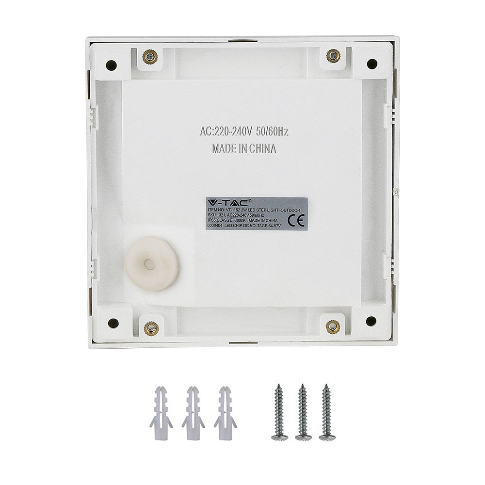 2W Oprawa Schodowa LED / Barwa:4000K / Obudowa: Biała / Kwadrat