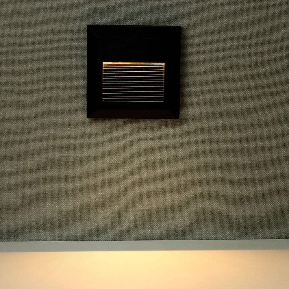 2W Oprawa Schodowa LED / Barwa:4000K / Obudowa: Czarna / Kwadrat