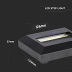2W Oprawa Schodowa LED / Barwa:4000K / Obudowa: Czarna / Kwadrat
