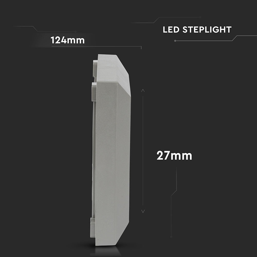 2W Oprawa Schodowa LED / Barwa:3000K / Obudowa: Szara / Kwadrat