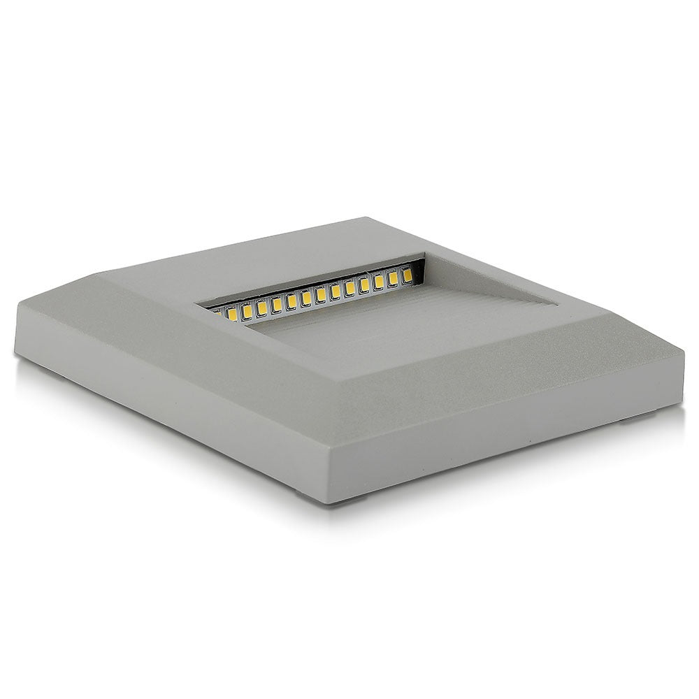 2W Oprawa Schodowa LED / Barwa:3000K / Obudowa: Szara / Kwadrat