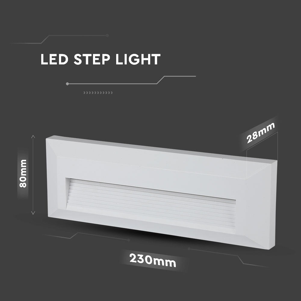 3W Oprawa Schodowa LED / Barwa:3000K / Obudowa: Biała / Kwadrat