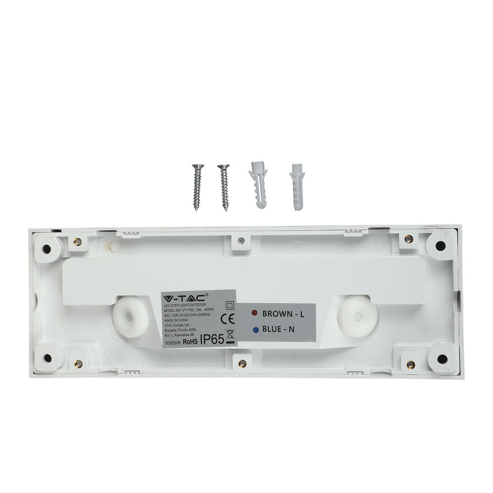 3W Oprawa Schodowa LED / Barwa:4000K / Obudowa: Biała / Kwadrat