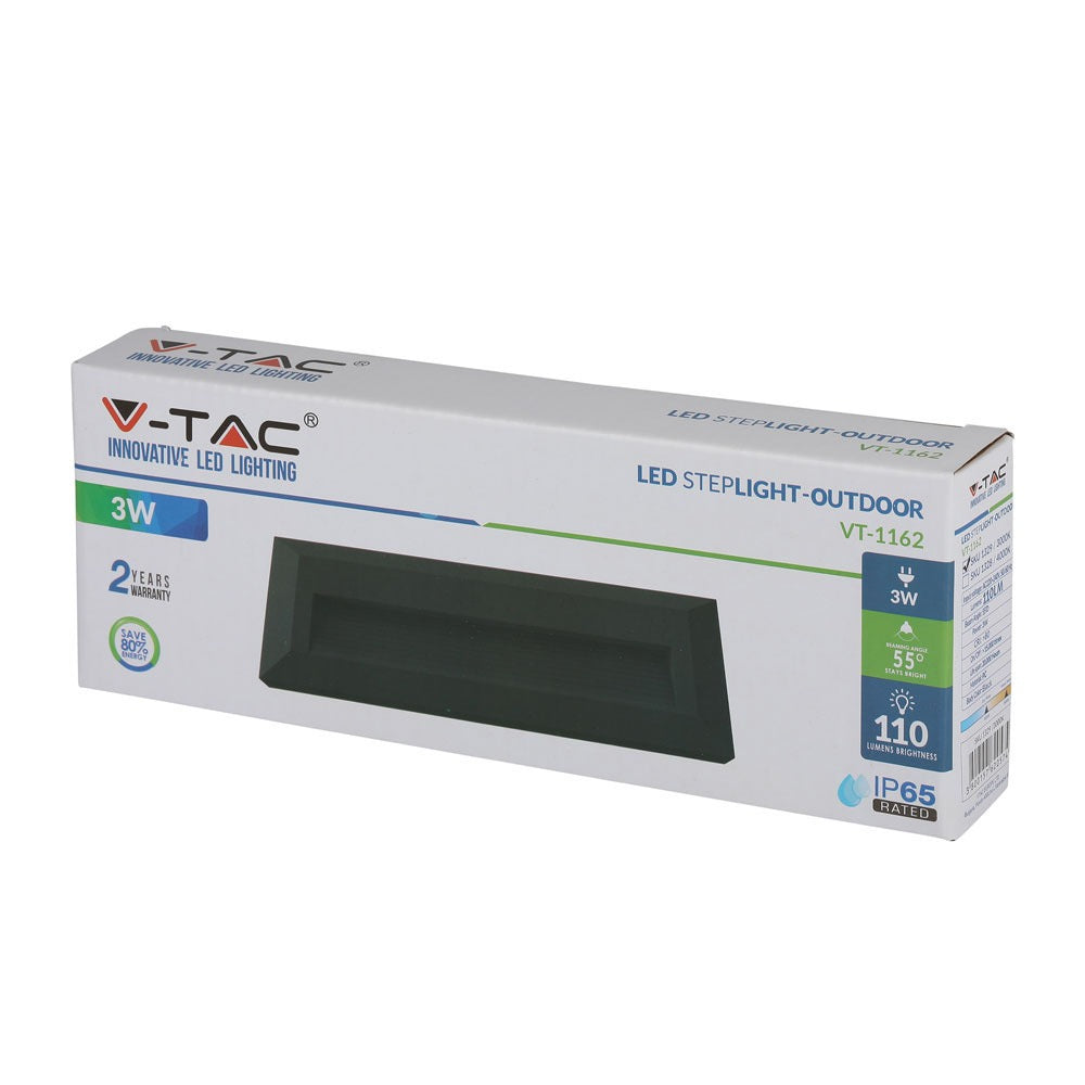 3W Oprawa Schodowa LED / Barwa:3000K / Obudowa: Czarna / Kwadrat