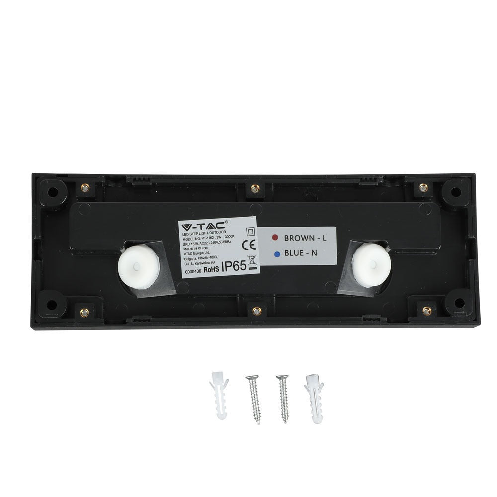 3W Oprawa Schodowa LED / Barwa:4000K / Obudowa: Czarna / Kwadrat
