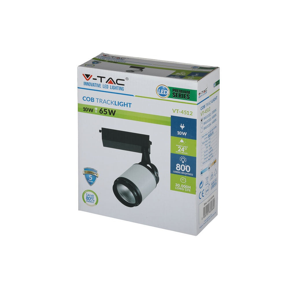 10W Lampa LED na szynoprzewód / Barwa:4000K / Obudowa: Biała i Czarna