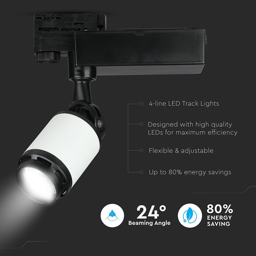 10W Lampa LED na szynoprzewód / Barwa:4000K / Obudowa: Biała i Czarna