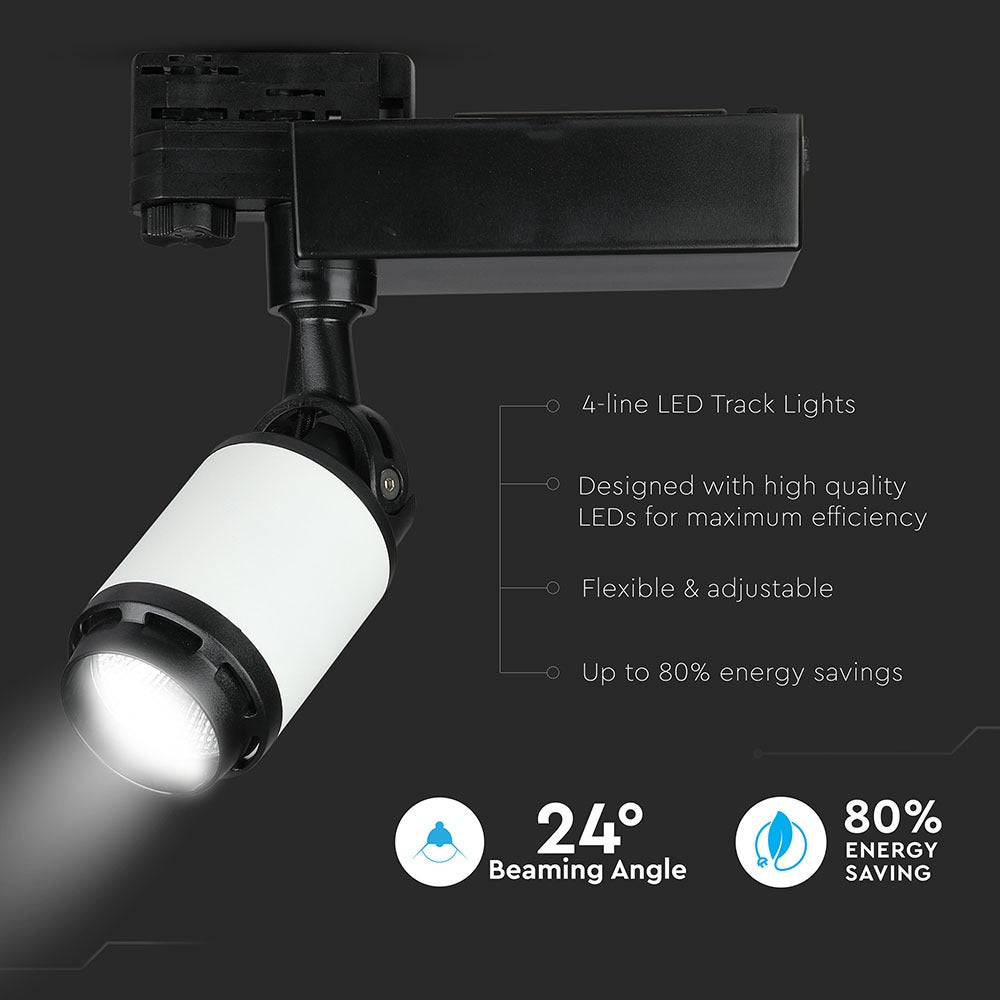 25W Lampa LED na szynoprzewód / Barwa:6000K / Obudowa: Biała i Czarna