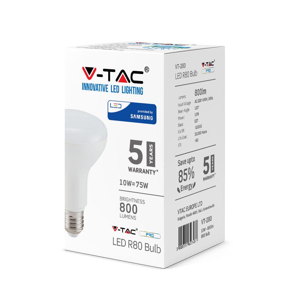 10W R80 Żarówka LED / Chip SAMSUNG / Barwa:3000K / Trzonek:E27