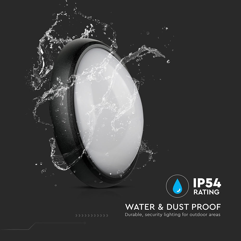12W Plafon Owalny / IP54 / Barwa:6400K / Obudowa: Czarna