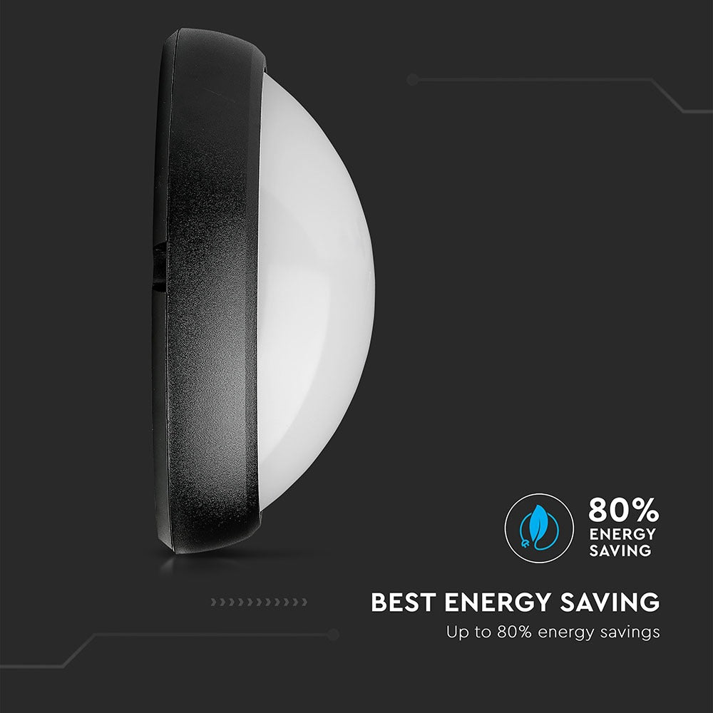 12W Plafon LED Owalny / IP54 / Barwa:3000K / Obudowa: Czarna