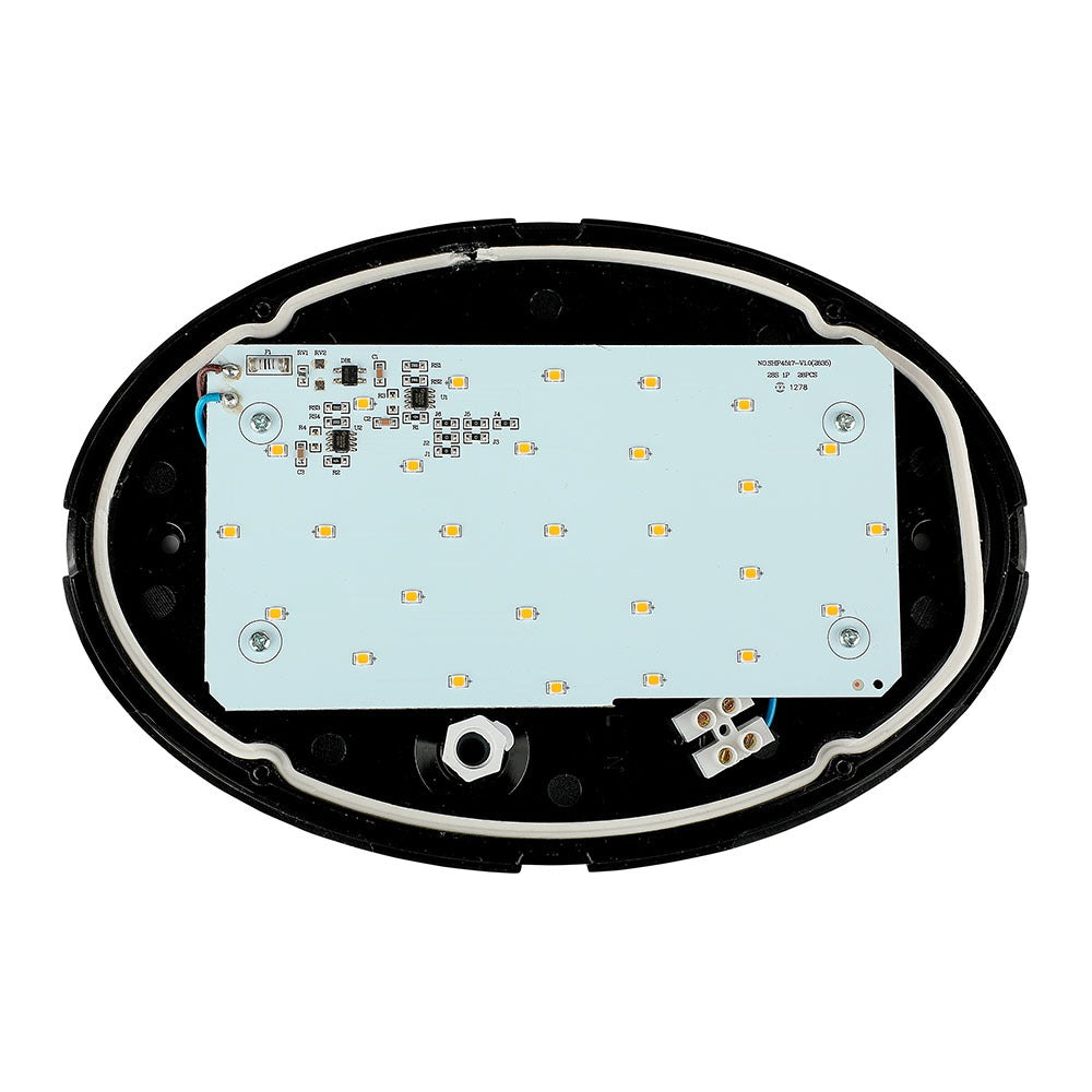 12W Plafon LED Owalny / IP54 / Barwa:3000K / Obudowa: Czarna