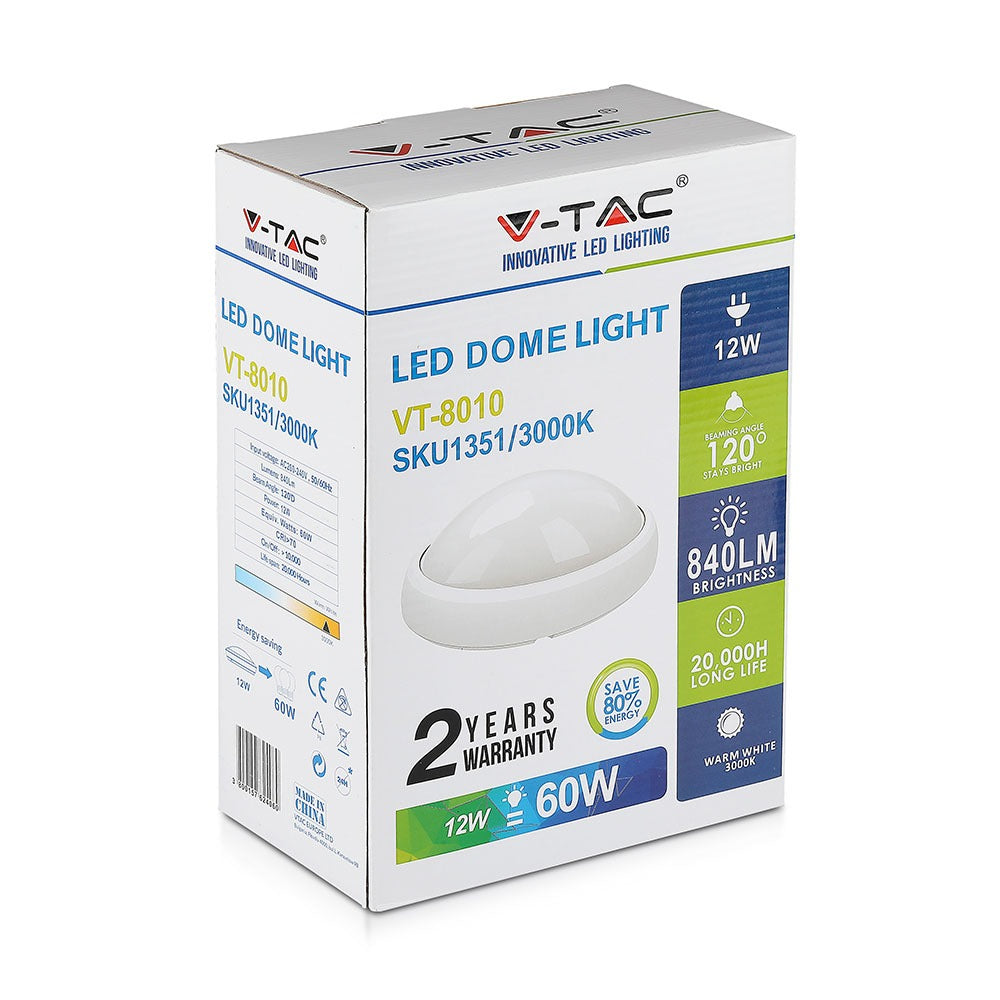 12WPlafon LED Owalny / IP54 / Barwa:3000K / Obudowa: Biała