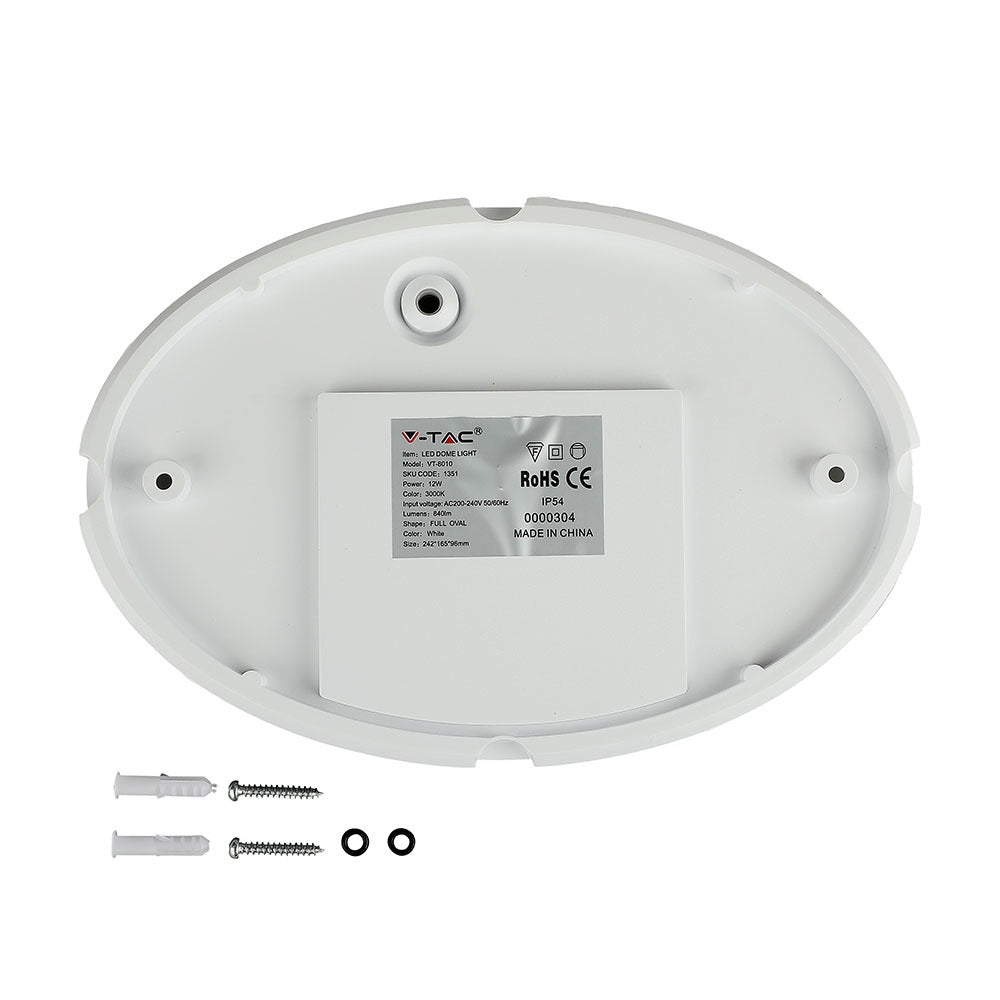 12WPlafon LED Owalny / IP54 / Barwa:3000K / Obudowa: Biała