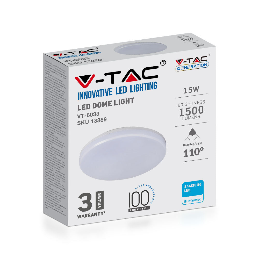 15W Plafon LED / IP44 / Chip Samsung / Barwa:3000K / Klosz PC / Okrągły