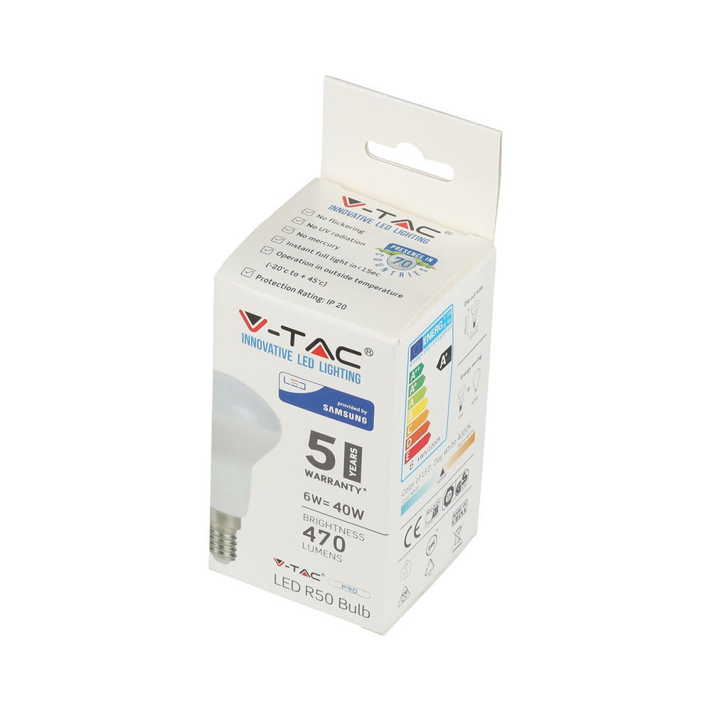 6W R50 Żarówka LED / Chip SAMSUNG / Barwa:3000K / Trzonek:E14