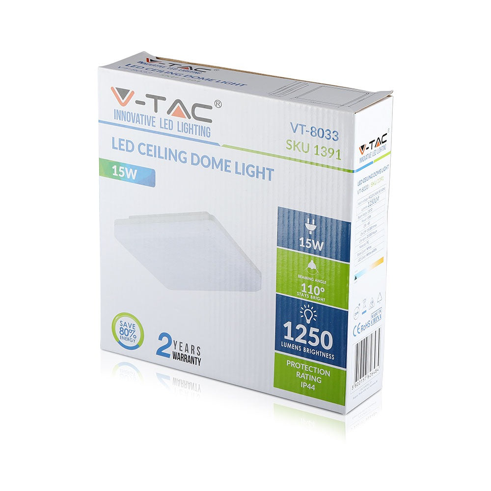 15W Plafon LED / Barwa:3000K / Kwadrat