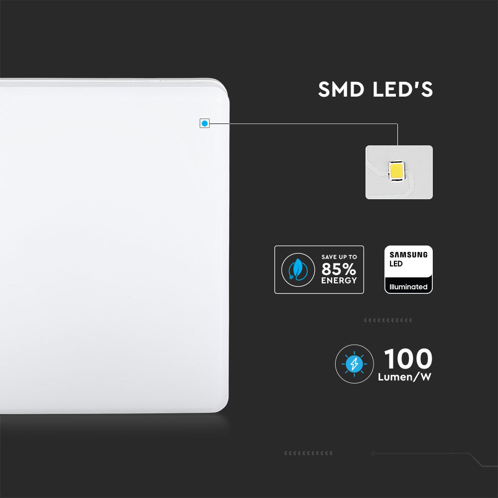 25W Plafon LED / IP44 / Chip Samsung / Barwa:6500K / Klosz PC / Kwadrat