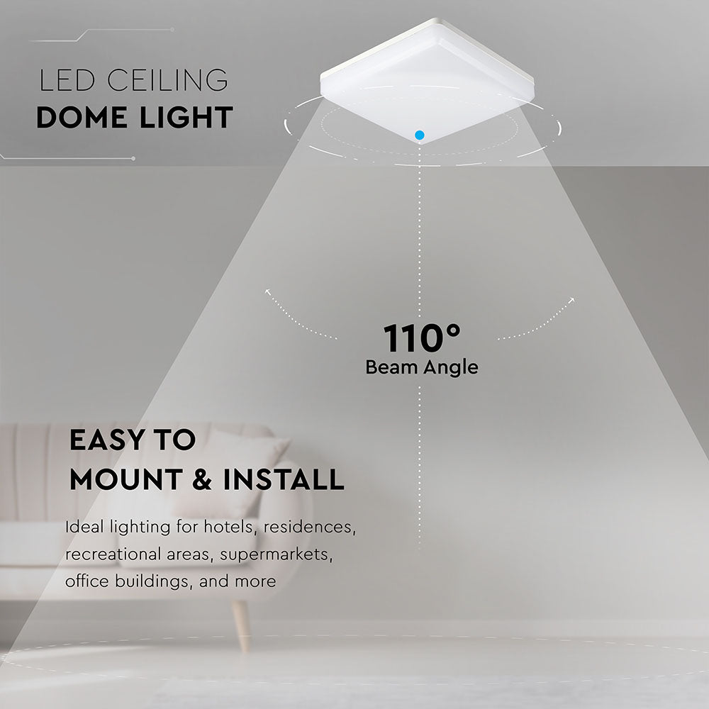 25W Plafon LED / IP44 / Chip Samsung / Barwa:3000K / Klosz PC / Kwadrat