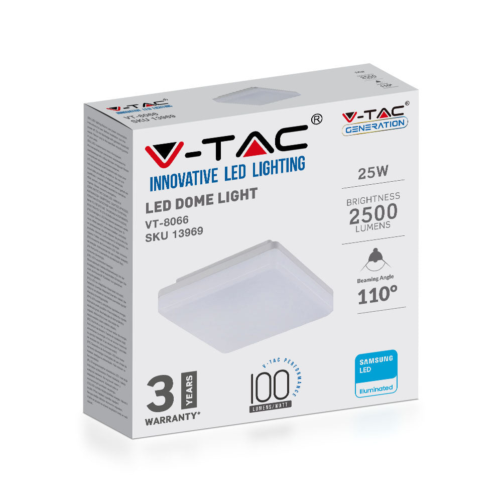 25W Plafon LED / IP44 / Chip Samsung / Barwa:4000K / Klosz PC / Kwadrat
