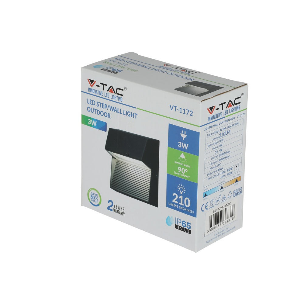 3W Oprawa Schodowa LED / Barwa:4000K / Obudowa: Czarna