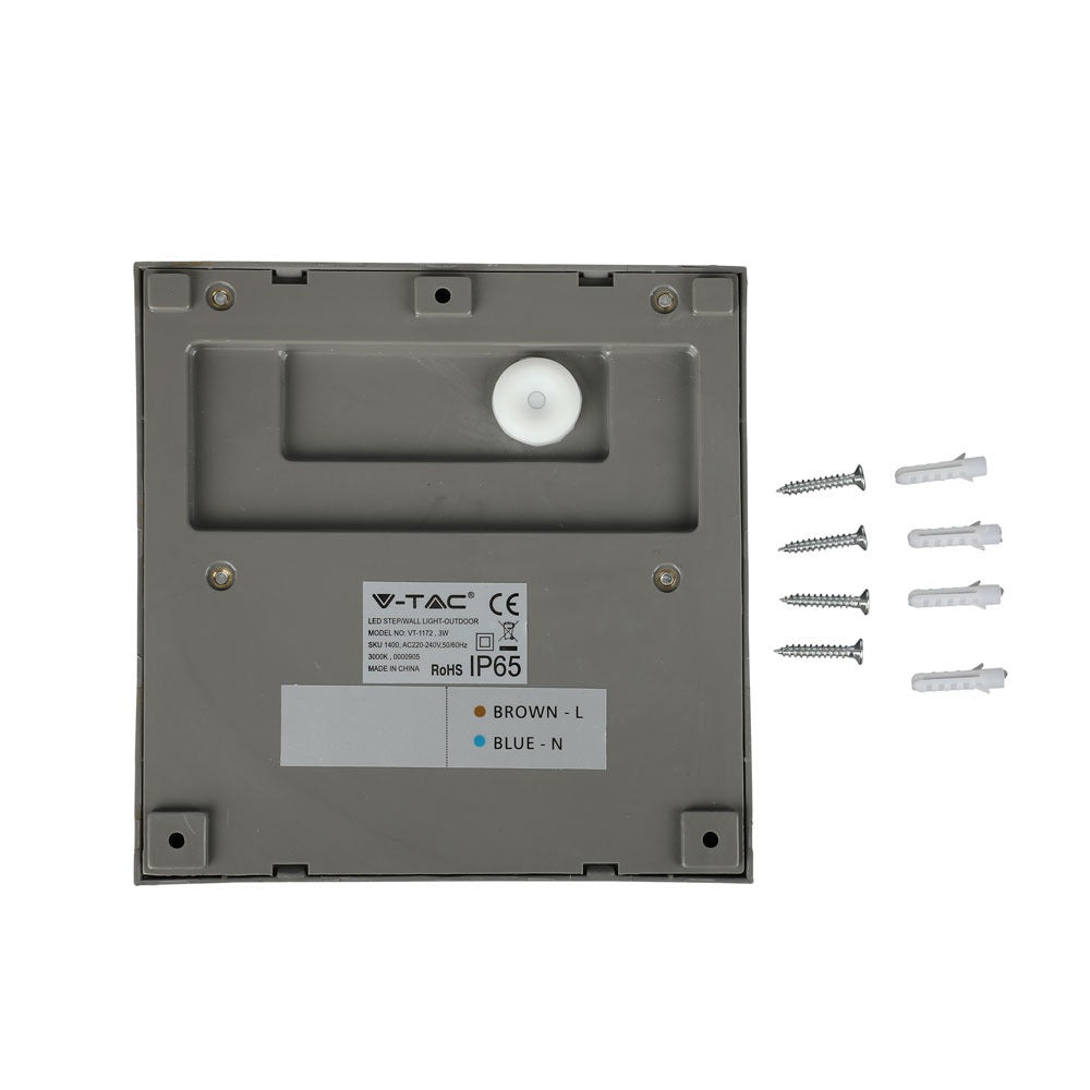 3W Oprawa Schodowa LED / Barwa:4000K / Obudowa: Szara