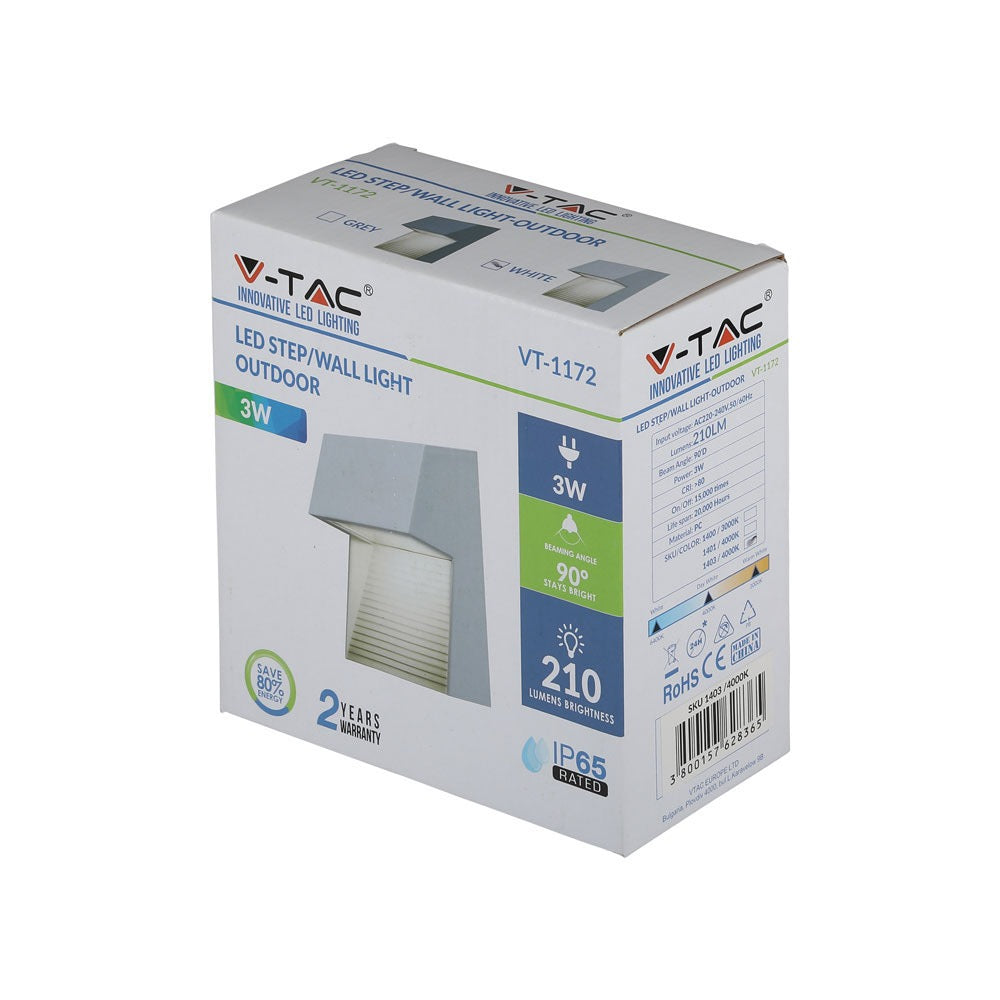 3W Oprawa Schodowa LED / Barwa:4000K / Obudowa: Biała
