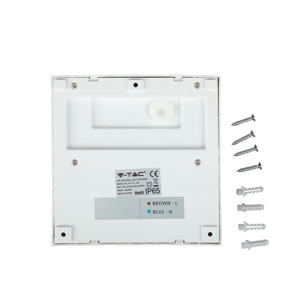 3W Oprawa Schodowa LED / Barwa:4000K / Obudowa: Biała