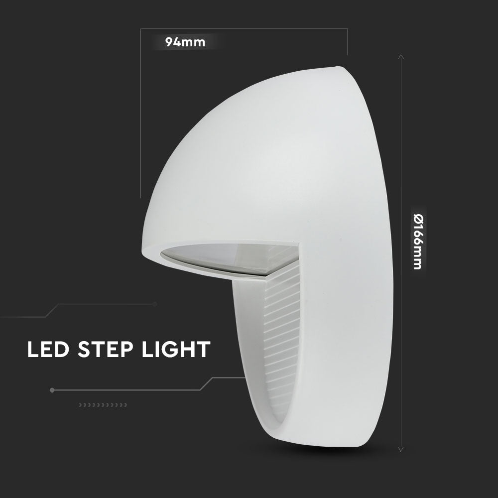3W Oprawa Schodowa LED / Barwa:4000K / Obudowa: Biała / Okrągły