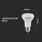 8W R63 Żarówka LED / Chip SAMSUNG / Barwa:6400K / Trzonek:E27