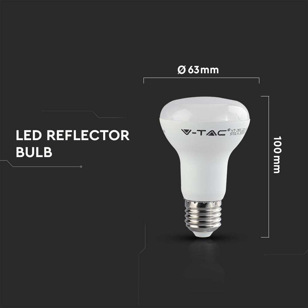 8W R63 Żarówka LED / Chip SAMSUNG / Barwa:6400K / Trzonek:E27