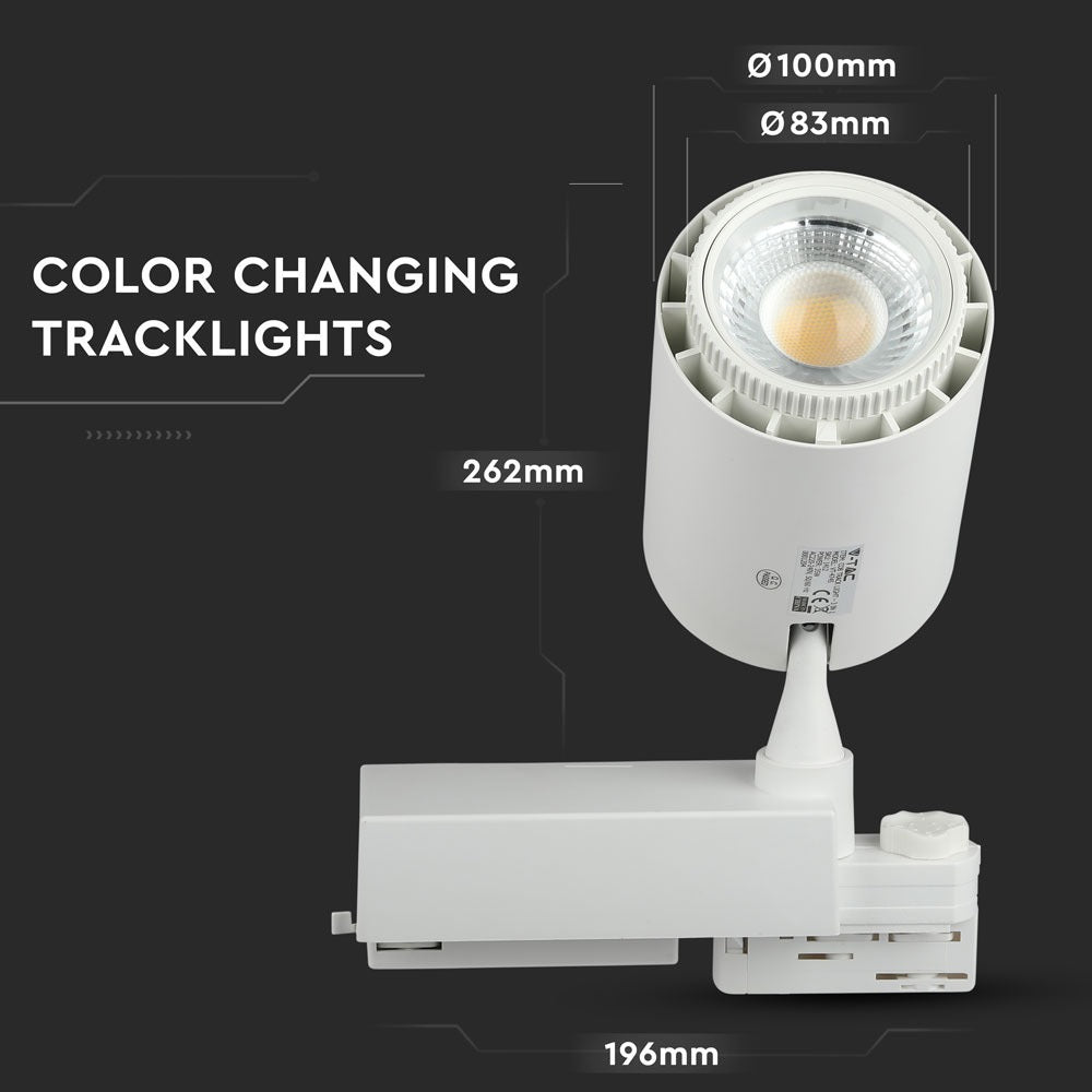 35W Lampa LED COB na szynoprzewód / Barwa: 3w1 / 5 Lat gwarancji / Obudowa: Biała