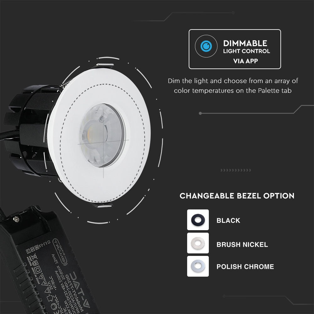 D 10W Oprawa wpuszczana LED odporna na ogień / Sterowanie: Bluetooth / IP65 / Ściemniana