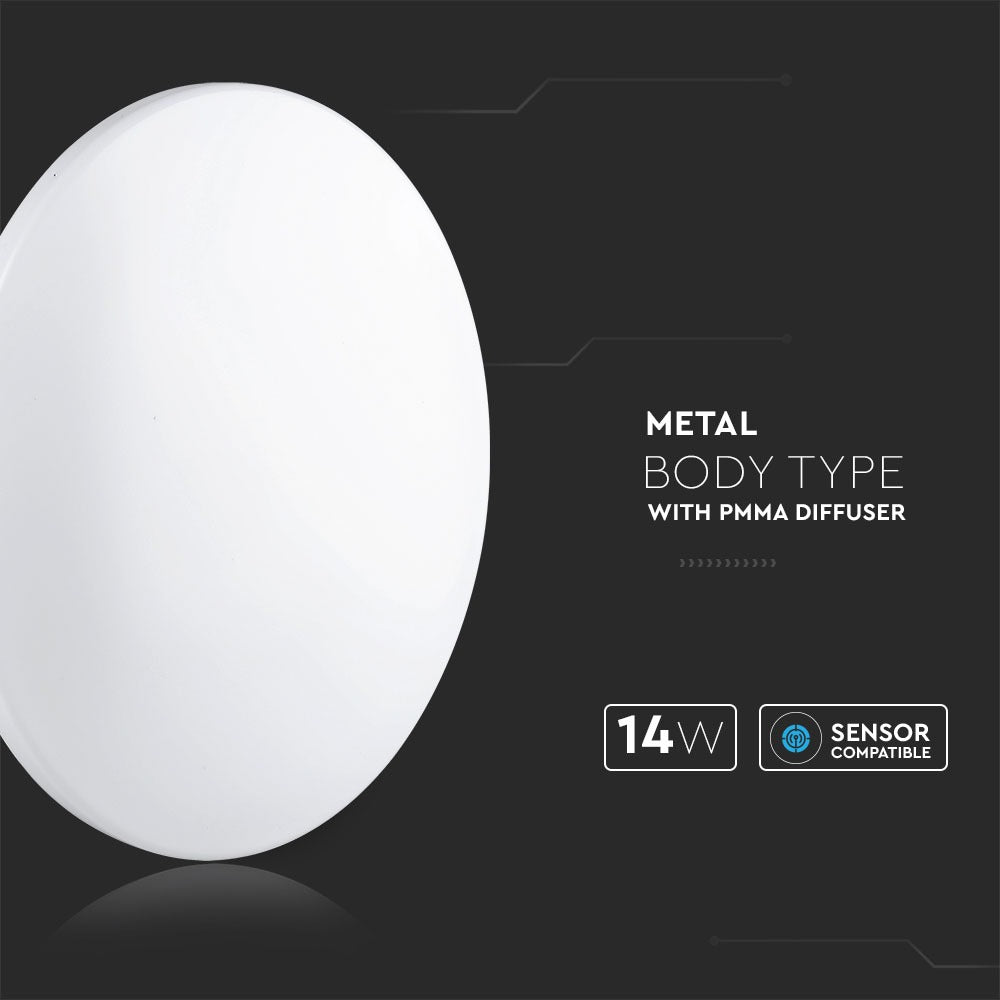 14W Plafon LED / Klosz: Mleczny / Barwa:4000K